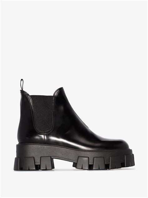 prada moonlight patent leather booties